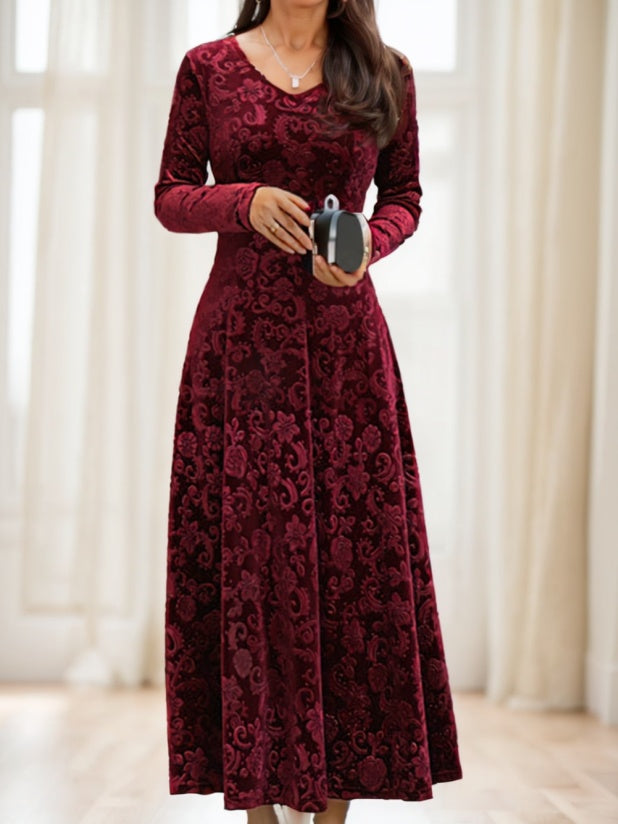 Floral Paisley Pattern Luxury Velvet Dress
