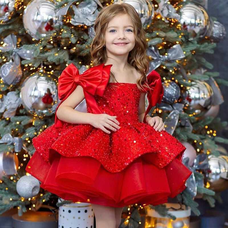 Girls' Princess Dress with Sequined Bow
