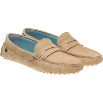 Herring Louisa ladies rubber-soled driving moccasins in sand suede
