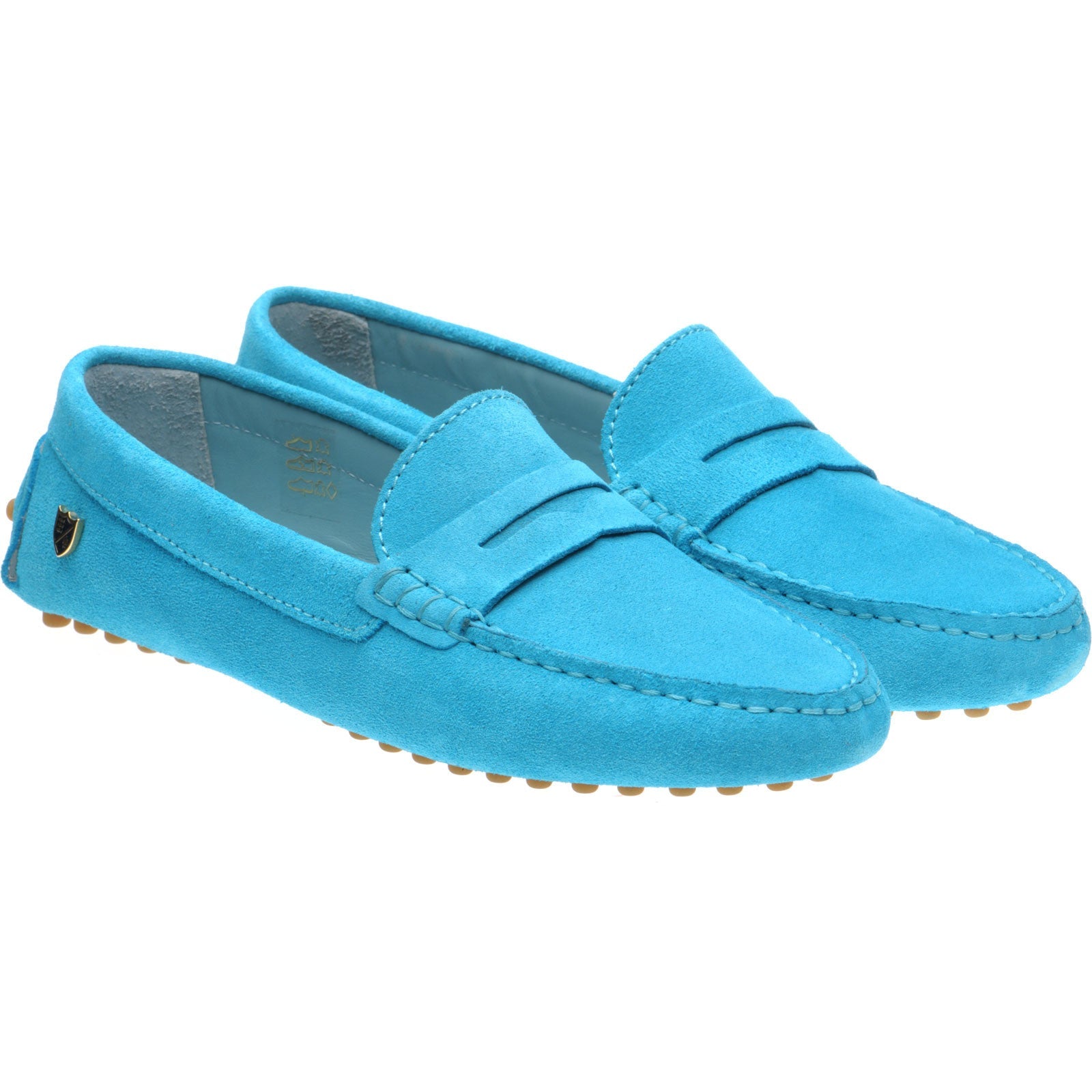Herring Louisa ladies rubber-soled driving moccasins in turquoise suede