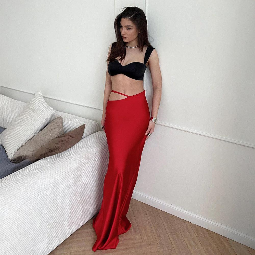 Hollow-Out Bodycon Maxi Skirt – Elegant