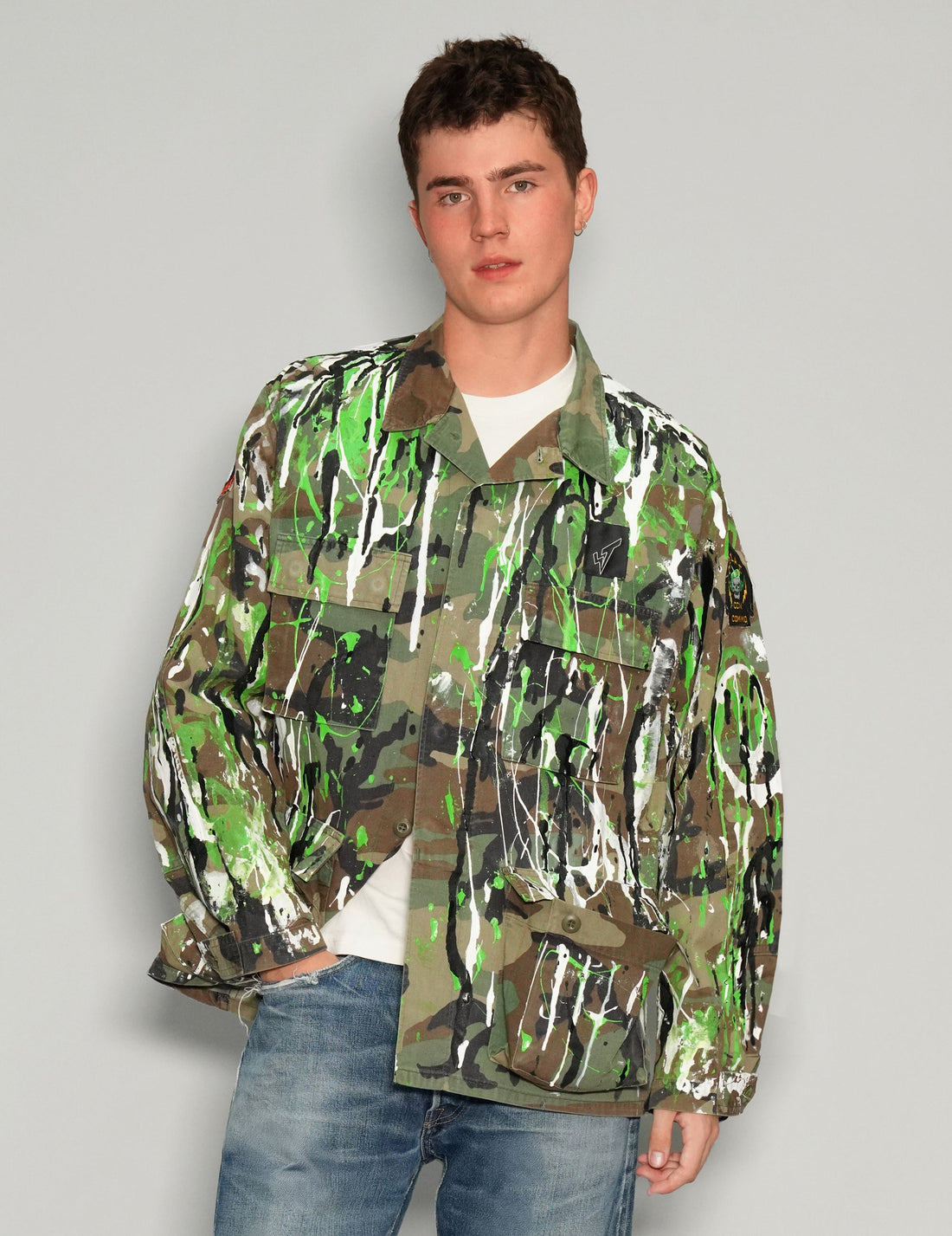 Splatter Painted Jacket in Khaki