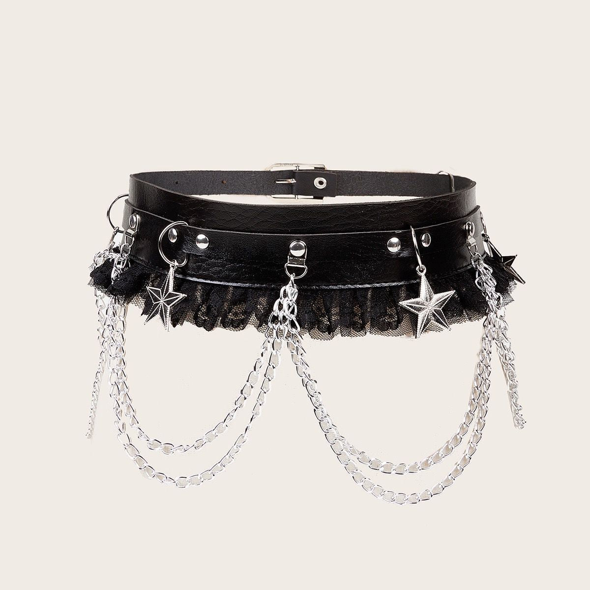 Ladies' Dark Chain Punk Belt