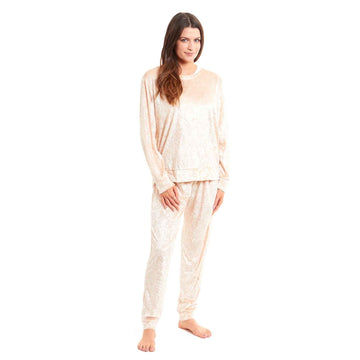 Luxurious Women's Soft Crushed Velvet Pyjama Set Comfortable Loungewear Stylish Nightwear with Elasticated Waistband Multiple Sizes Daisy Dreamer