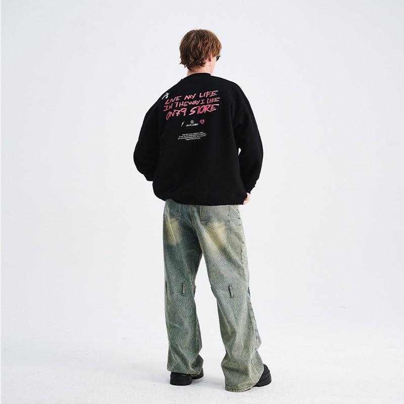 Men's Loose Fit High Street Letter Sweater – Trendy Pullover