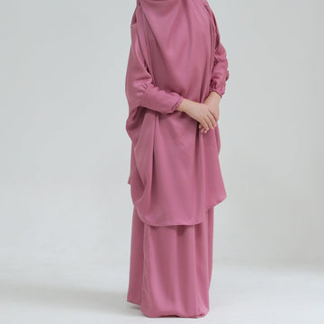 Middle Eastern Big Swing Solid Colour Children's Prayer Dress, Kids' Abaya Set, Girls' Prayer Dress