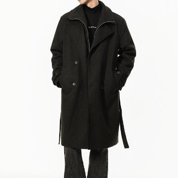 Double Breasted Men's Over the Knee Trench Coat