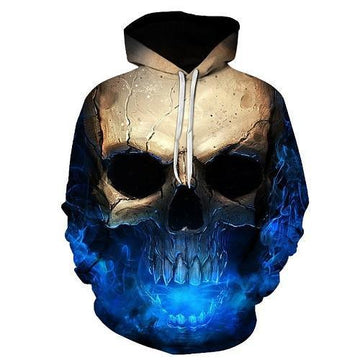 Blue Laser 3D Skull Hoodie