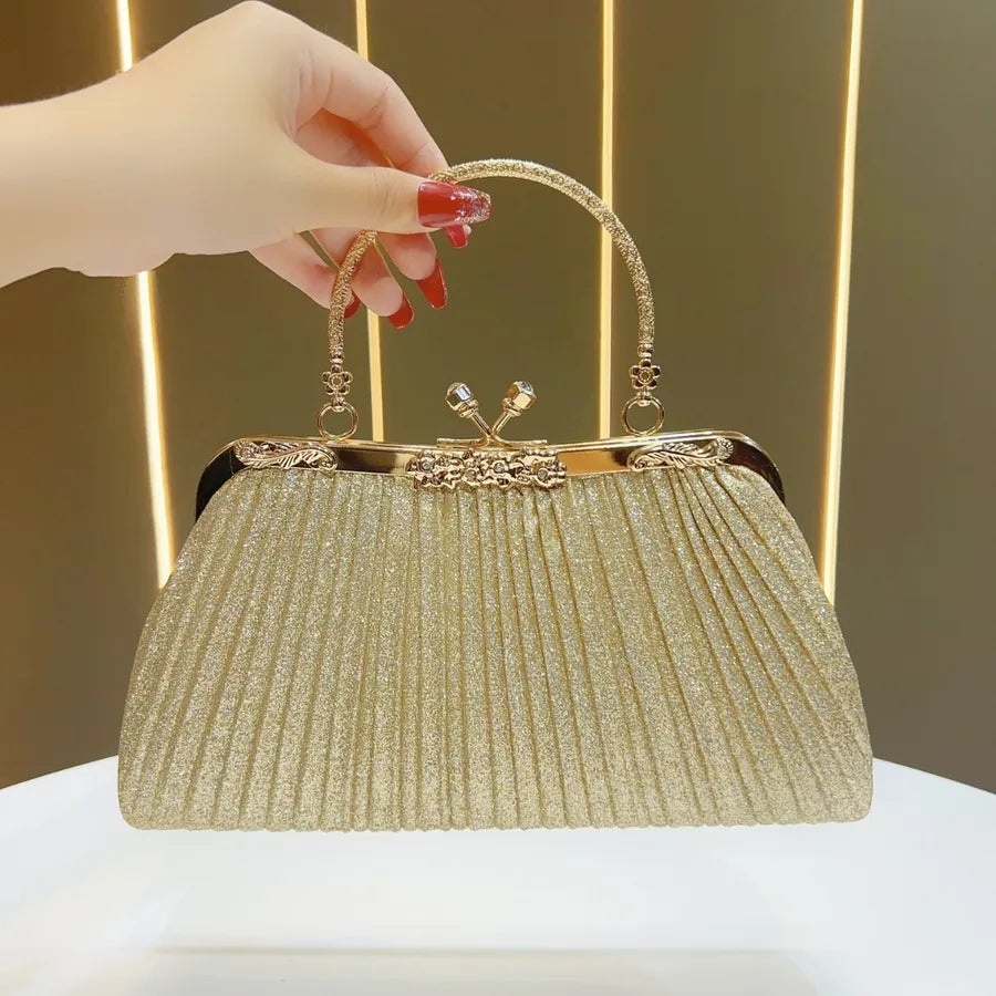 Elegant Women's Folded Handbag For Dinner Party High-End Sensation Luxury Clutch Bag Square Shape Polyester Fashion Element