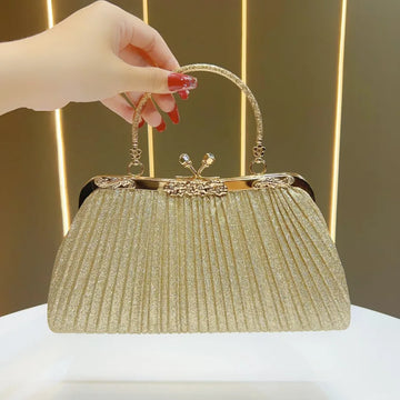 Elegant Women's Folded Handbag For Dinner Party High-End Sensation Luxury Clutch Bag Square Shape Polyester Fashion Element