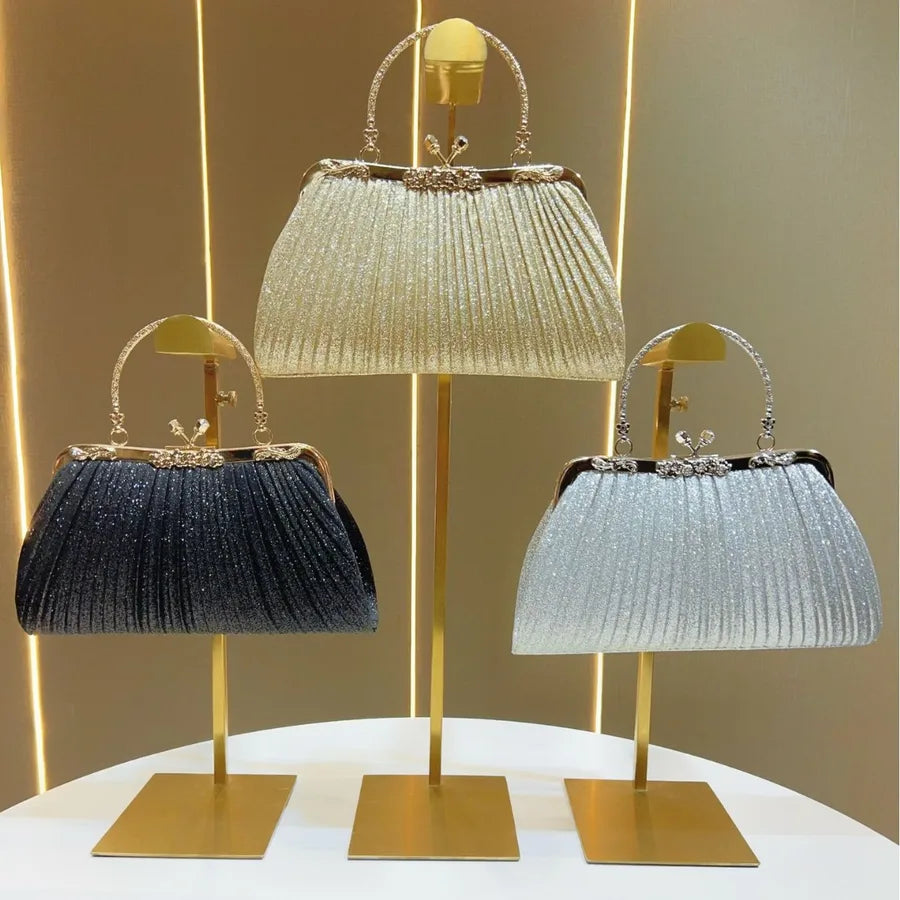 Elegant Women's Folded Handbag For Dinner Party High-End Sensation Luxury Clutch Bag Square Shape Polyester Fashion Element