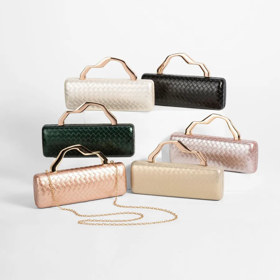 Fashionable PU Gold Shaped Clutch Bag Single Shoulder Crossbody For Evening Party Square Bag Chain Element Ladies Purse