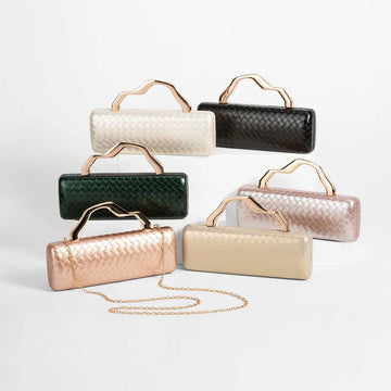 Fashionable PU Gold Shaped Clutch Bag Single Shoulder Crossbody For Evening Party Square Bag Chain Element Ladies Purse