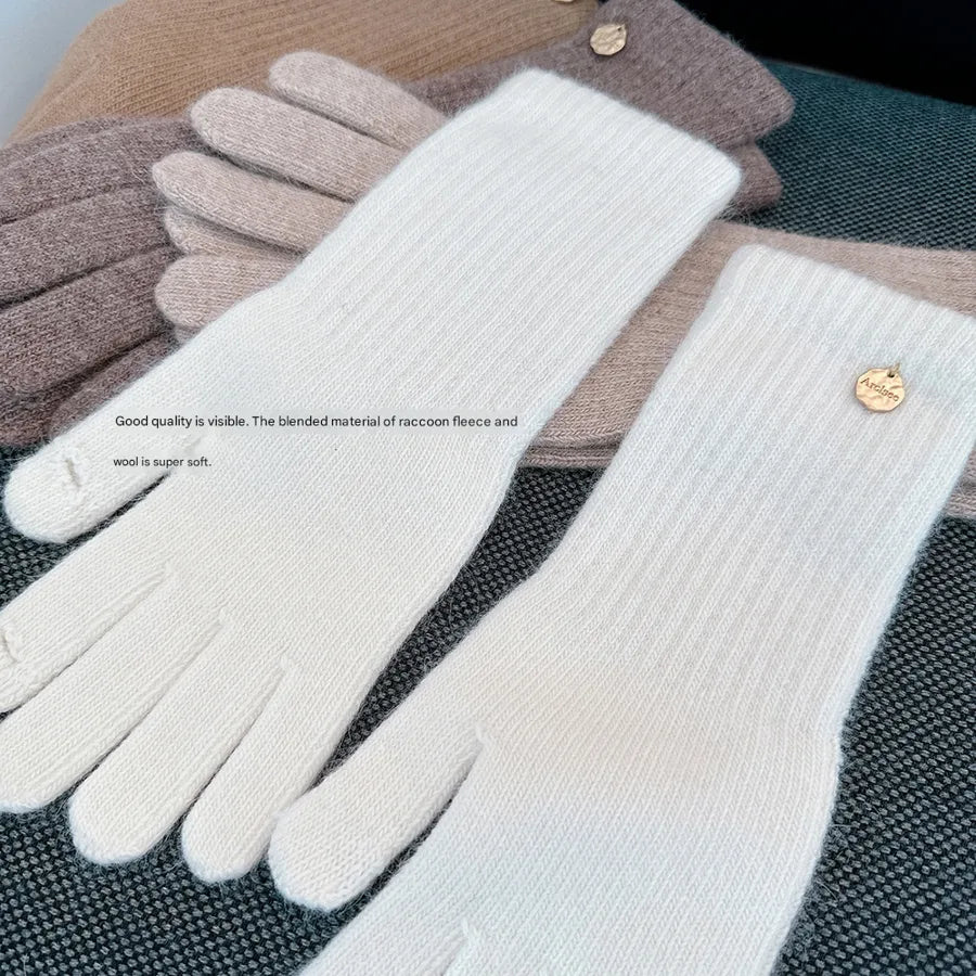 High Quality Bear Fur Wool Winter Long Warm Gloves Women's Touchscreen Compatible Soft Versatile Luxury Feel Elegant Business Style