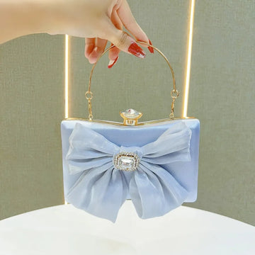 Retro Butterfly Knot Fairy Elegant Evening Handbag Single Shoulder Slant Carry Women Bags Dinner Purse Pillow Shape Polyester
