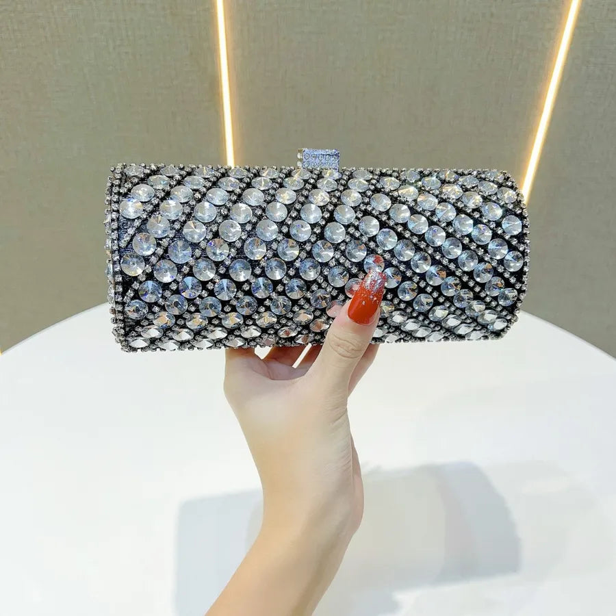 Elegant Evening Clutch Bag Women's High-End Rhinestone Decorated Dress Bag Full Diamond Bag French Bread Bag Banquet Bag