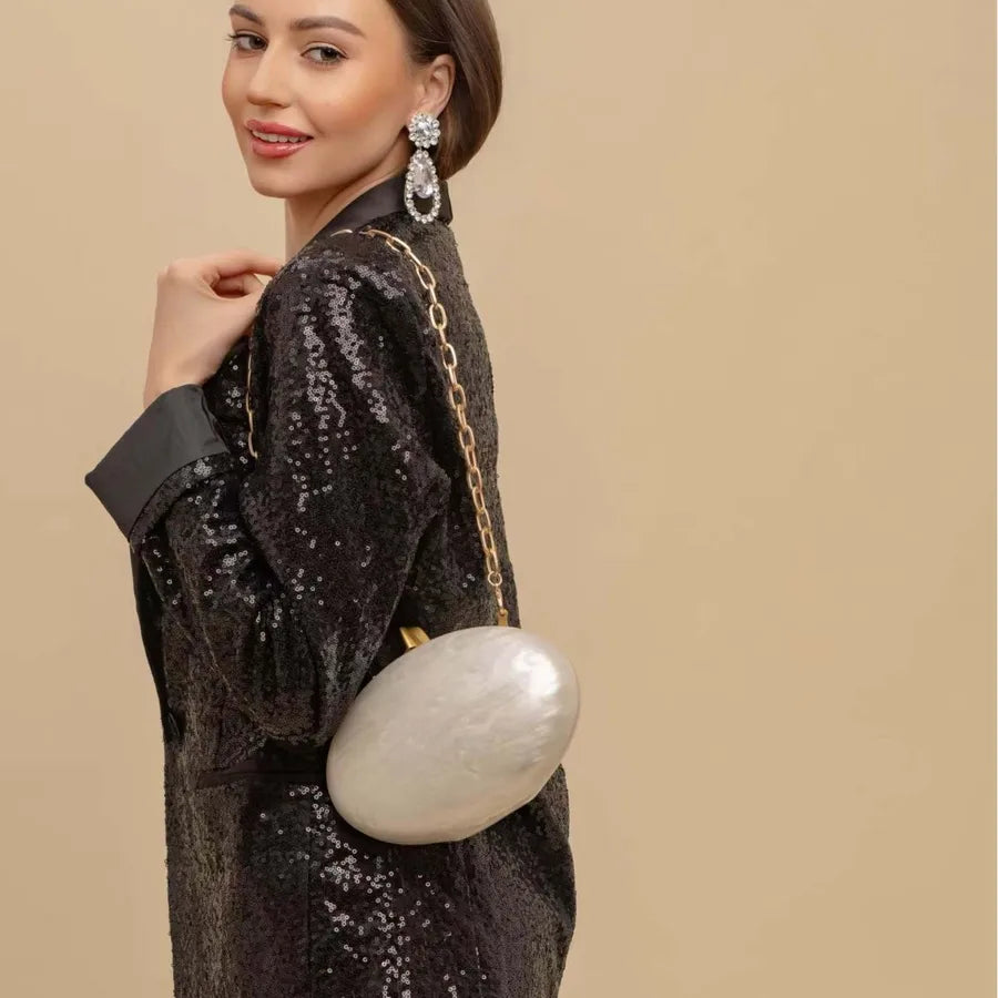 Acrylic Evening Bag Handheld Wedding Women's Shoulder Crossbody Fashionable Ladies Elliptical Acrylic Tote Bag