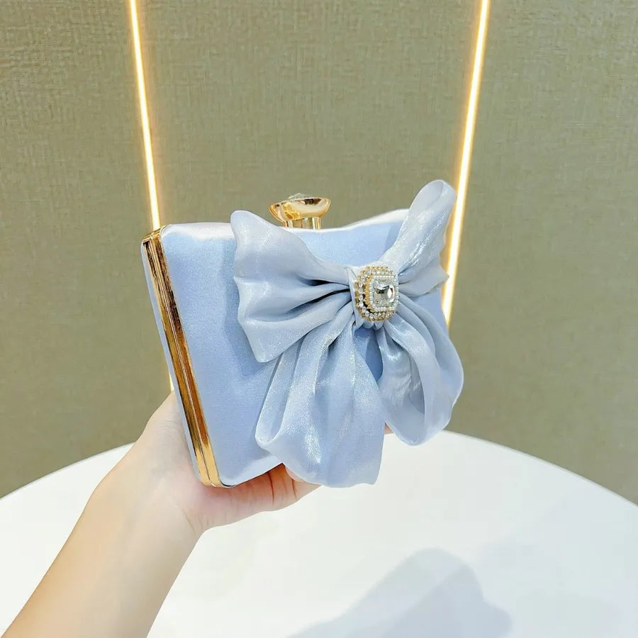 Retro Butterfly Knot Fairy Elegant Evening Handbag Single Shoulder Slant Carry Women Bags Dinner Purse Pillow Shape Polyester