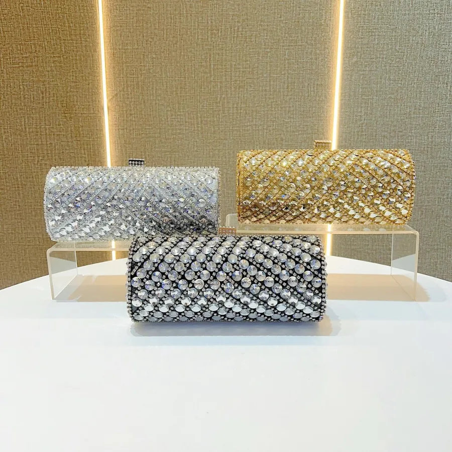 Elegant Evening Clutch Bag Women's High-End Rhinestone Decorated Dress Bag Full Diamond Bag French Bread Bag Banquet Bag