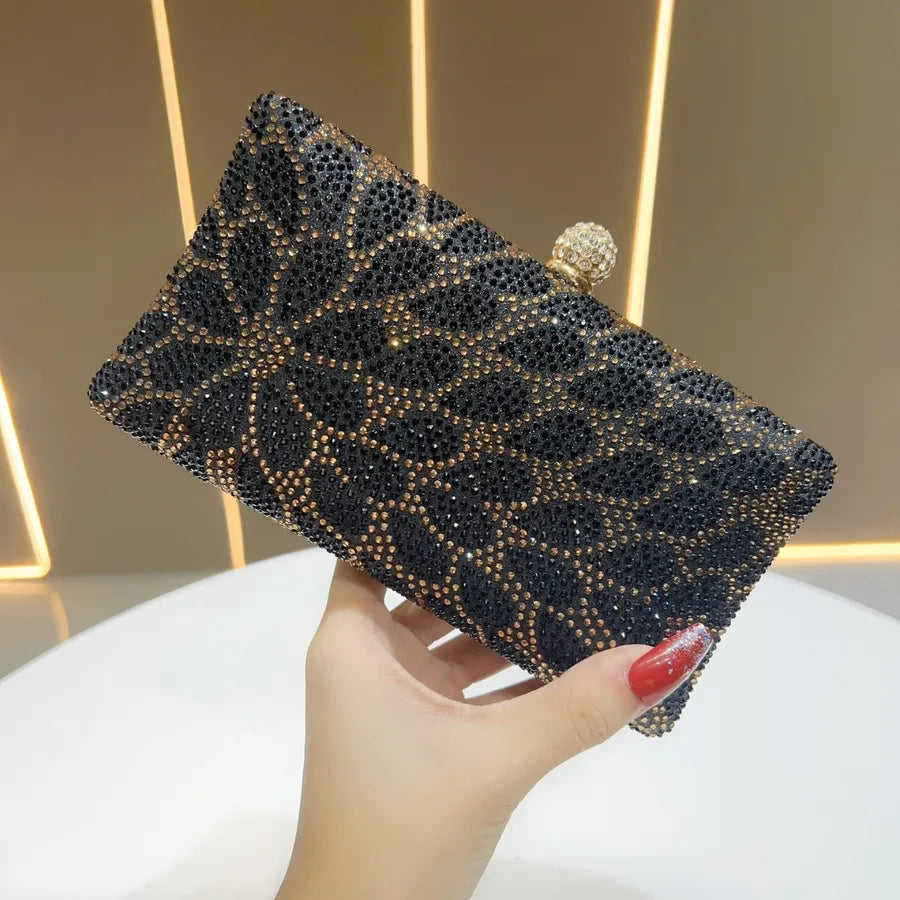 Elegant Shiny Rhinestone Evening Bag Fashionable Clutch Handbag Ladies Glittering Diamond High-End Sensation Square Polyester Box Bag