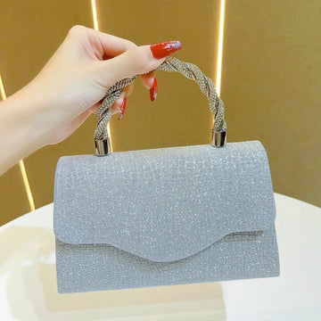 Shiny Water Diamond Evening Handbag Ladies  Style KTV Princess Dress Bag Square ABS Material Flip Cover