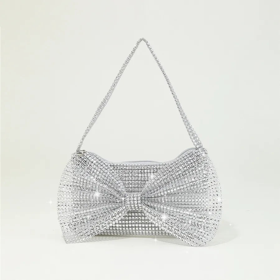 New Mini Party Evening Bag Glittering Rhinestone Embellished Butterfly Knot Decoration Unique Design Handbag Fashionable Clutch