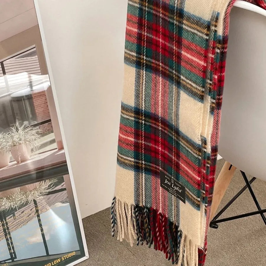 women's sweet lattice imitation cashmere winter scarves