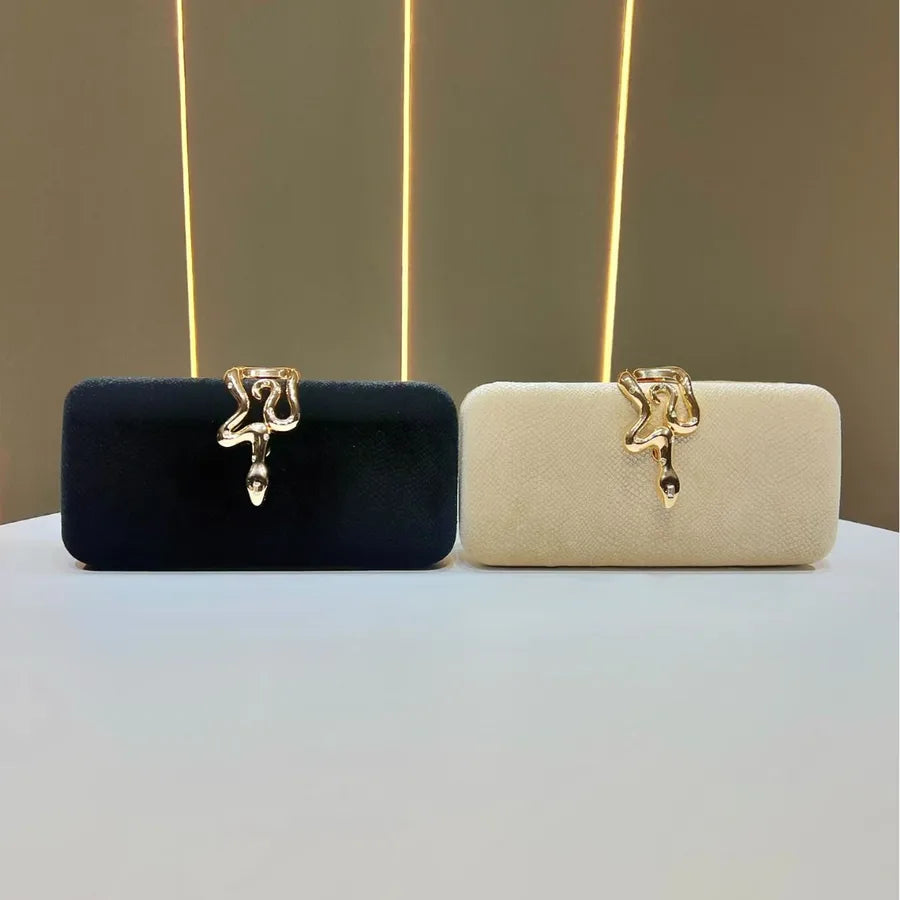 Fashionable Velvet Clutch Bag With Snake Lock For Dinner Party Versatile Crossbody Bag Elegant Evening Handbag Women's Purse