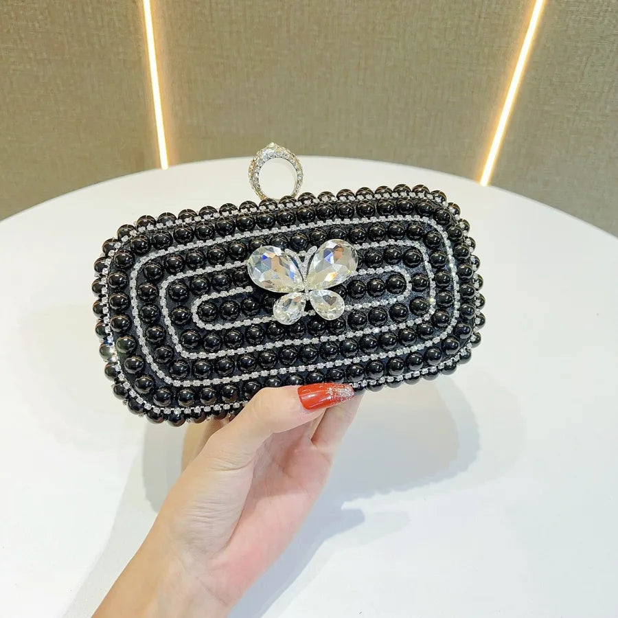 New Large Capacity Diamond Embedded Clutch Bag Fashionable Pearl Evening Bag For Parties And Dinners Ladies Handbag