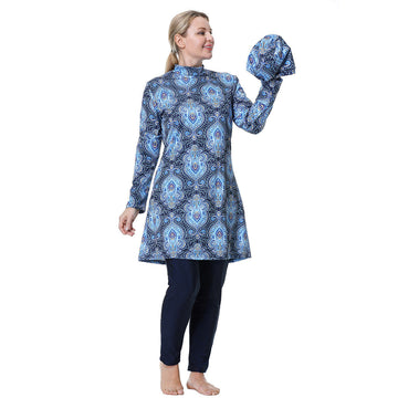 Plus Size Modest Swimwear Set, 3-Pieces Swimsuit