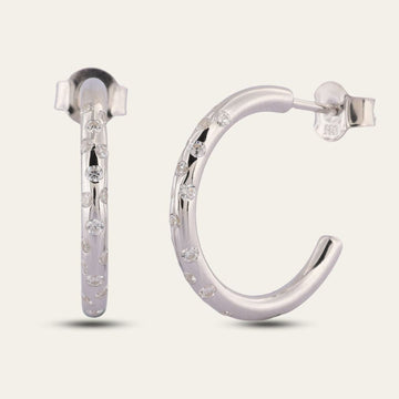 Silver White Topaz Gemstones- Seren Hoops