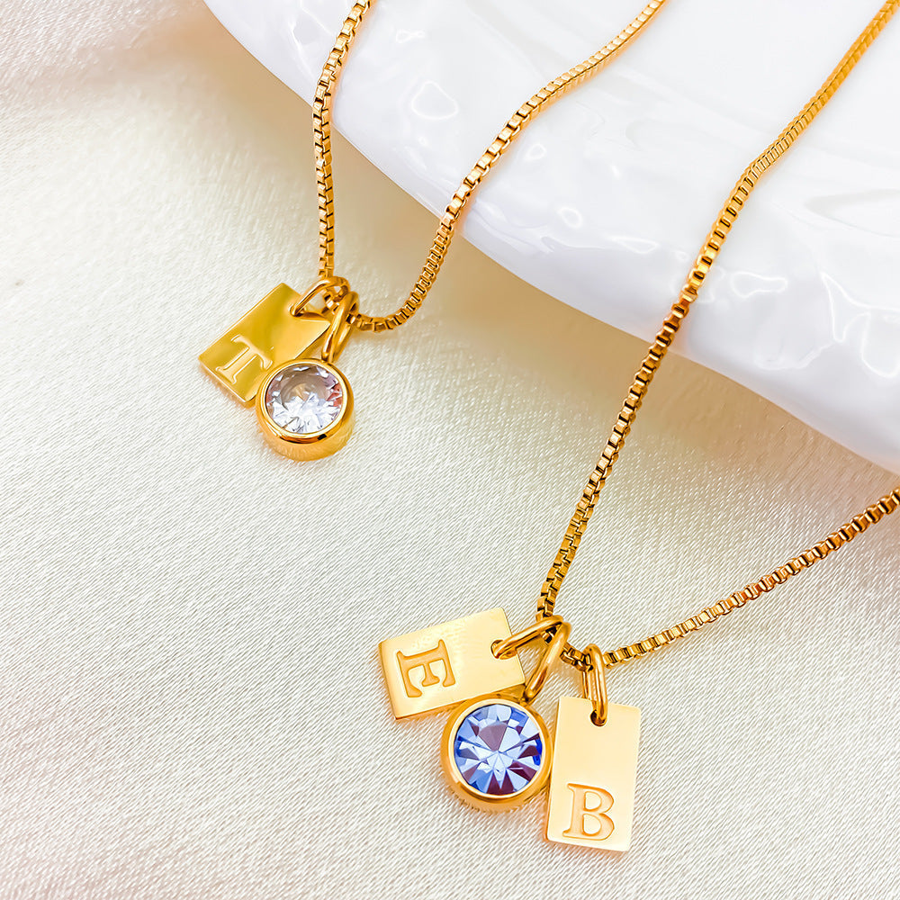 Stainless Steel Plated English Letter Pendant Necklace