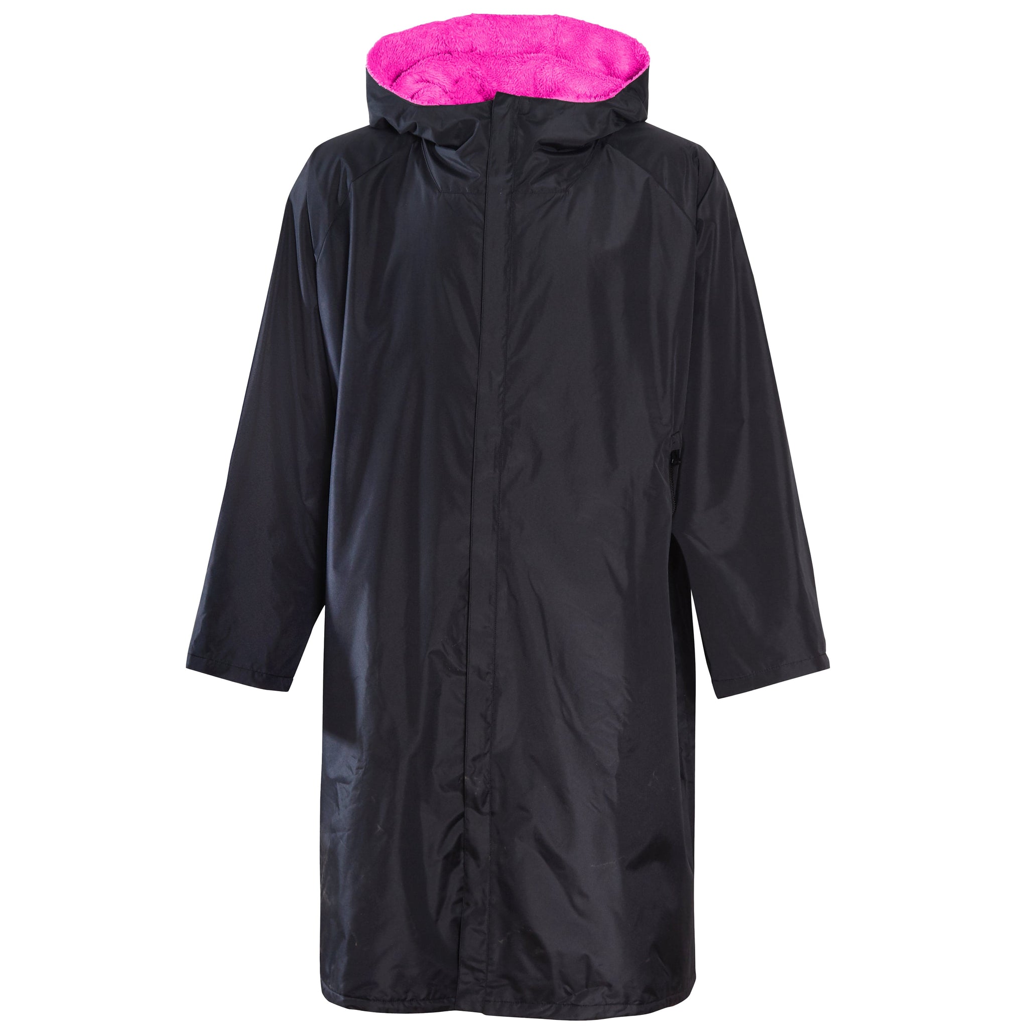 Unisex Adults Black/Pink Waterproof Windproof Changing Robe Hooded Outdoor Coat for Beach Swimming Surfing Warm Fleece Lining by Heatwave Thermalwear