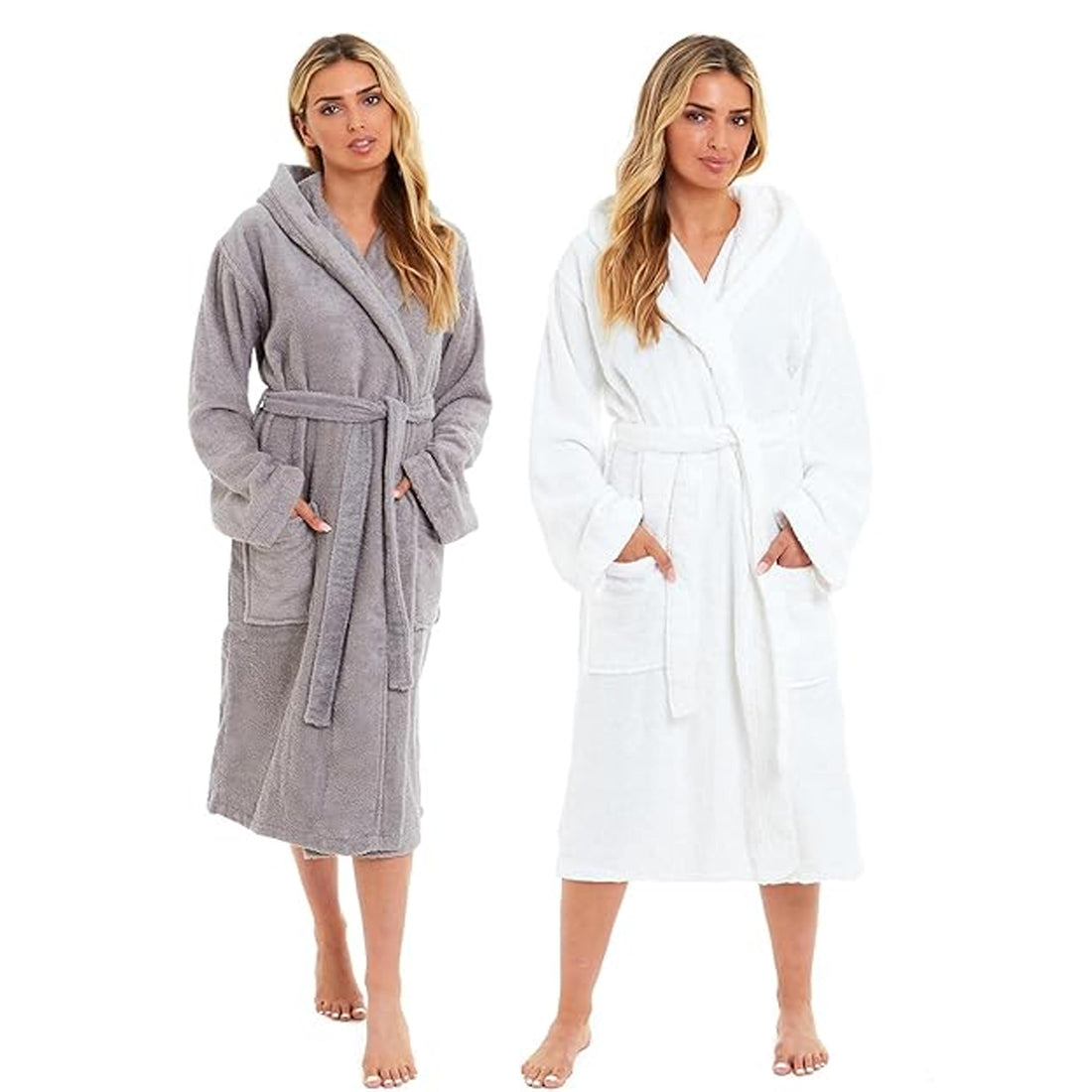Unisex Bamboo Hooded Dressing Gown Super Soft Towelling Bath Robe for Men & Women by Sock Stack