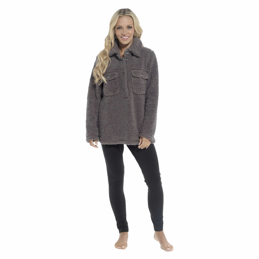 Women's Ultra-Soft Sherpa Lounge Set Long Sleeve Top and Leggings with Double Pockets Cozy Pajamas for Chilly Days Multiple Sizes Daisy Dreamer