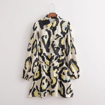 Women's Leopard Print Shirt Dress