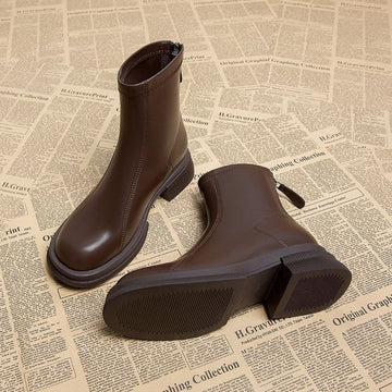 Women's Thick Heel Flat Ankle Boots
