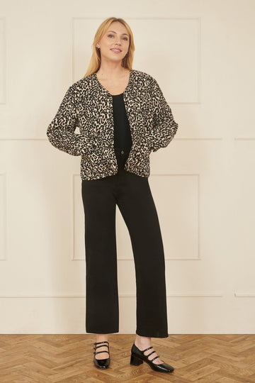 Yumi Brown Leopard Print Boxy Jacket