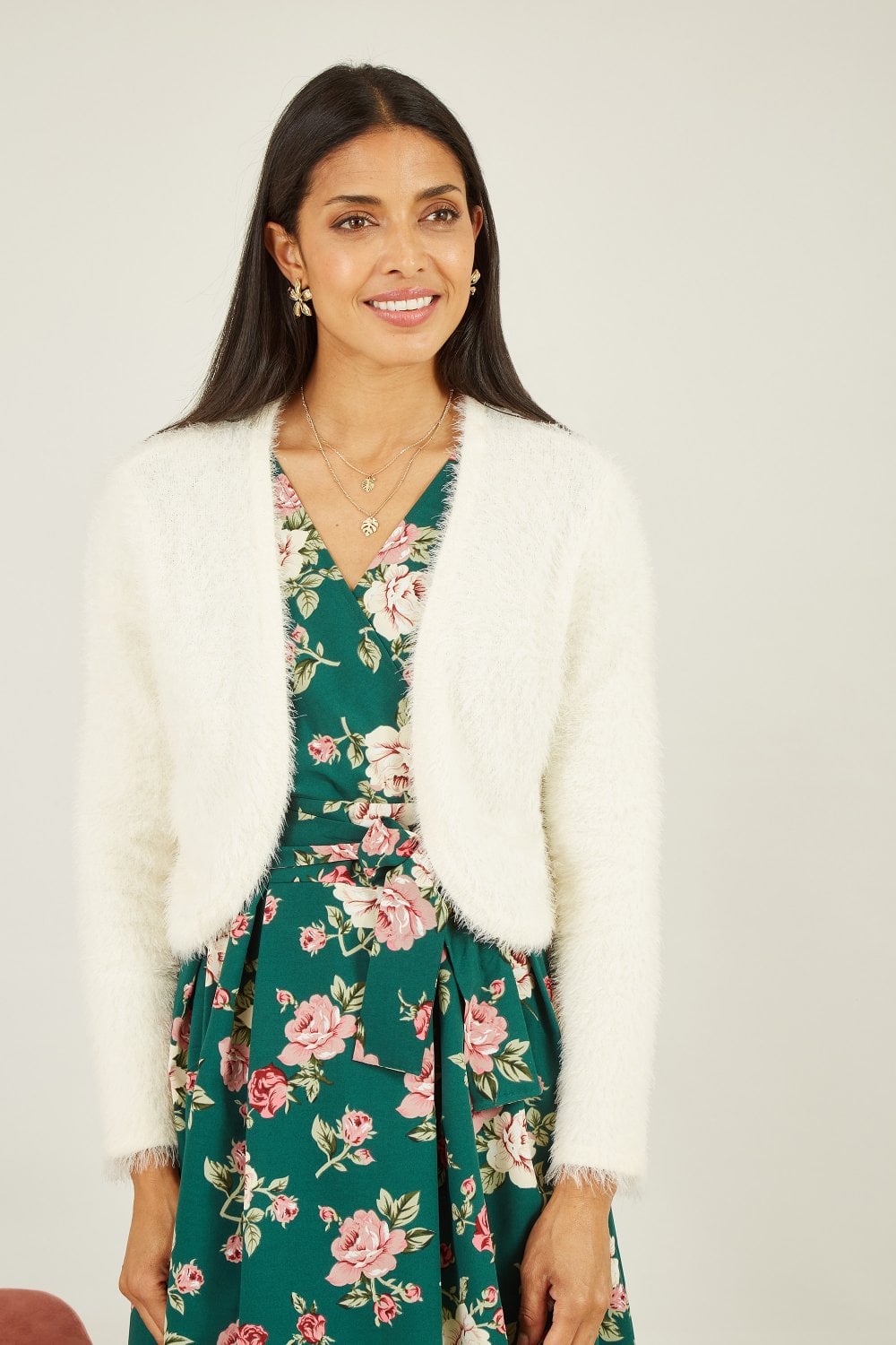 Yumi Ivory Eyelash Knit Bolero
